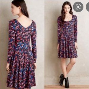 HD in Paris Saraid Long Sleeve Red Floral Print Swing Fit to Flare Dress M